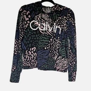 Calvin Klein performance | multicolor animal print crop Hoodie size medium